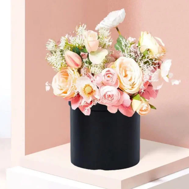 Luxe ronde bloemdoos met deksel
